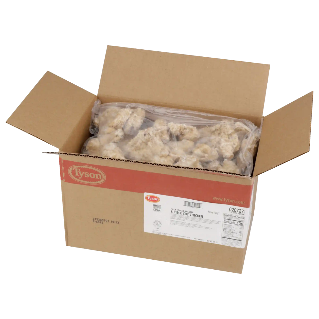 Fully Cooked Lightly Breaded 8-Piece Cut Chicken (15lbs)