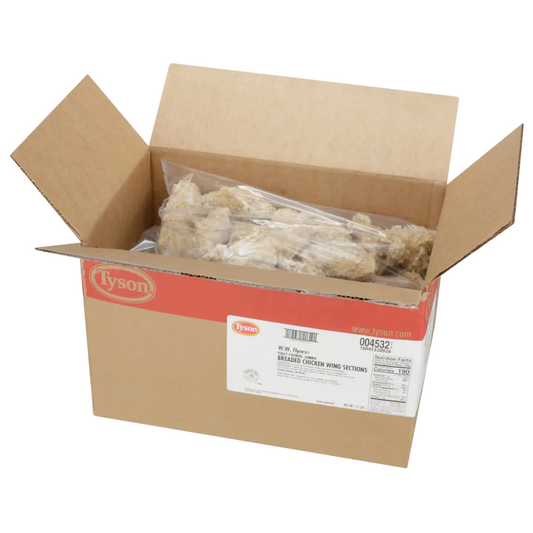 Fully Cooked Breaded Bone-In Chicken Wing Sections, Jumbo (15lbs)